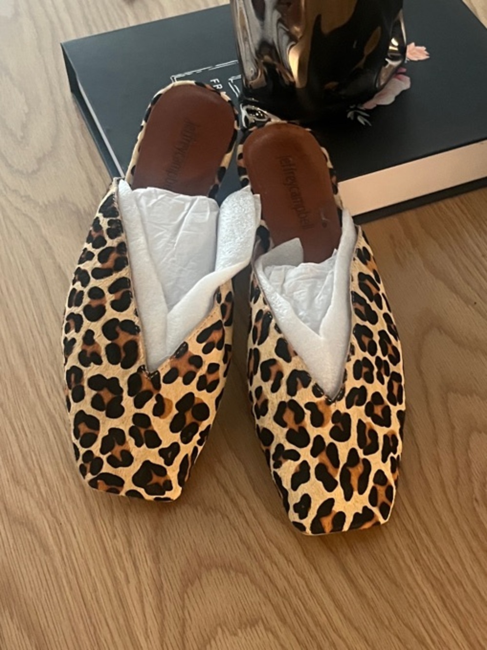 Jeffrey Campbell Leopard Print Mules in Brown and Black